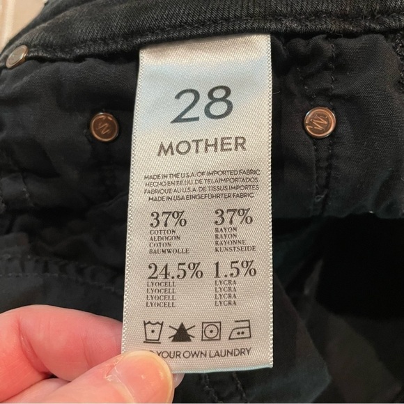 MOTHER High Waist Looker Jeans in A Model Spy Black 28 - Picture 6 of 11
